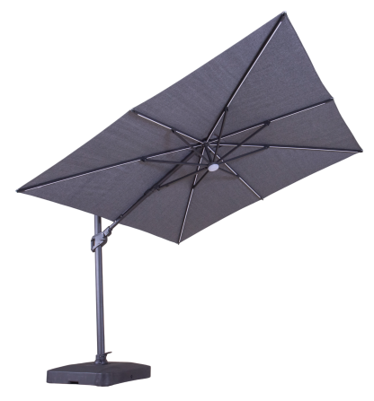 Sicily 3M Square Cantilever Parasol With LED Lights | Grey 
