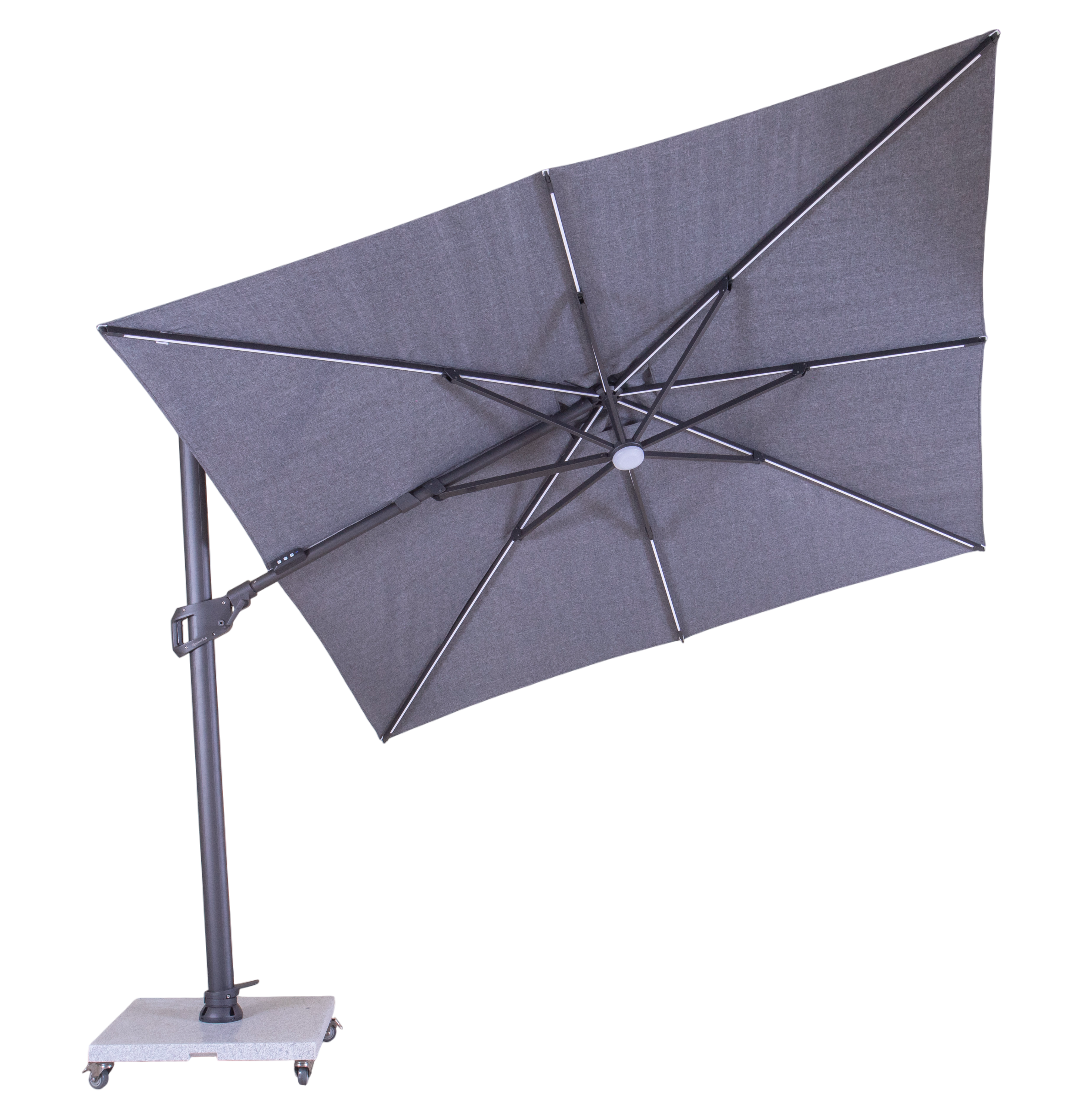 Sicily 3M Square Cantilever Parasol With LED Lights | Grey 