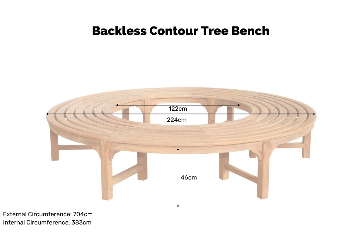 Teak Backless Contour Bench