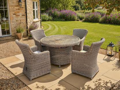 Seville 4 Chair Round Dining Set 