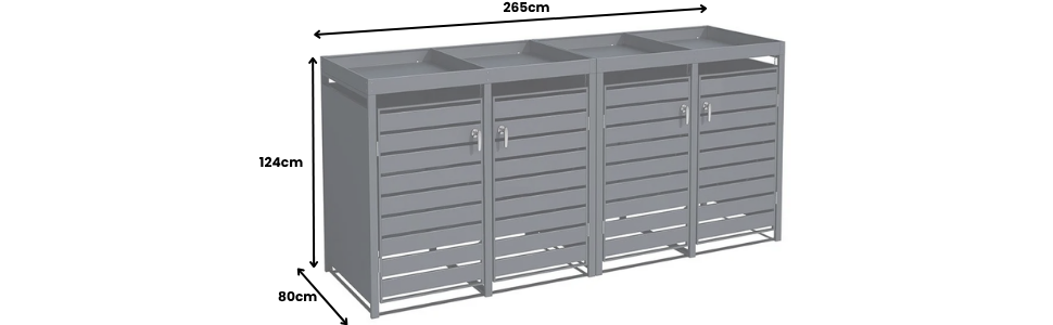 Anthracite Galvanized Steel Wheelie Bin Cover with Planter | Quad Set-Garden Furniture Centre-HighRange,Quad,Planter,Anthracite,Accessories,Wheelie Bin Covers,Outdoor Storage,Wheelie Bin Storage-{collection_title}