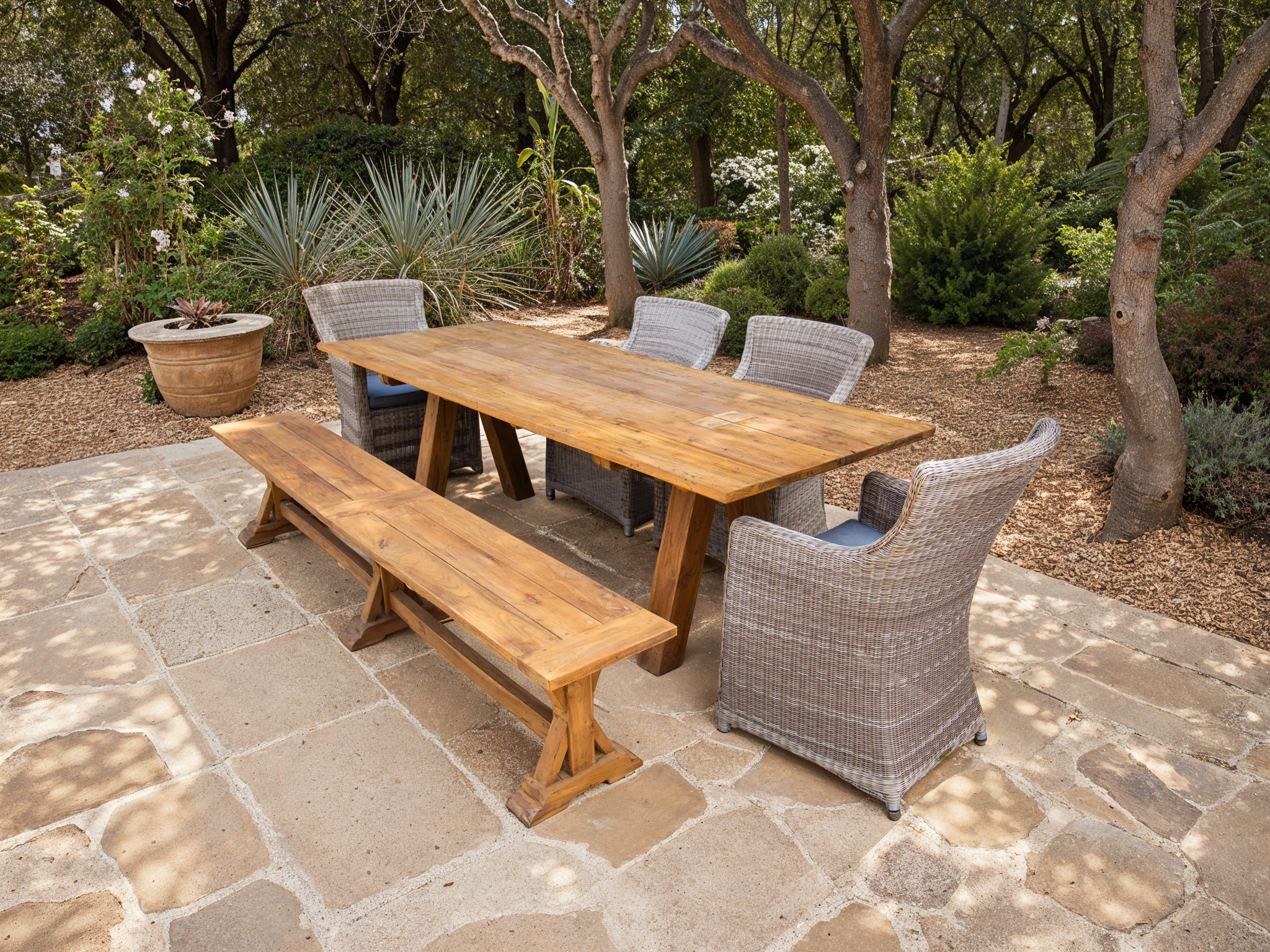 Knights 2.4m Table Bench Dining Set-Garden Furniture Centre-HighRange,Rattan,Tables,Dining Set,Outdoor Dining,Teak-{collection_title}