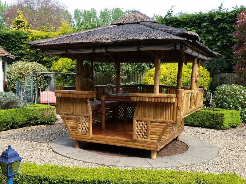 Bamboo Gazebo Square 10ft X 11.6ft-Garden Furniture Centre-HighRange,Gazebos,Wooden Gazebos Gazebos,Wooden Gazebos-{collection_title}