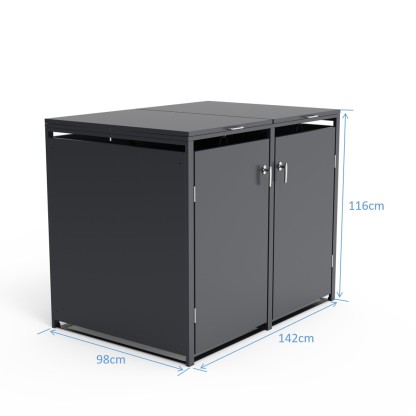 Anthracite 360L Double Panel Single Wheelie Bin Cover