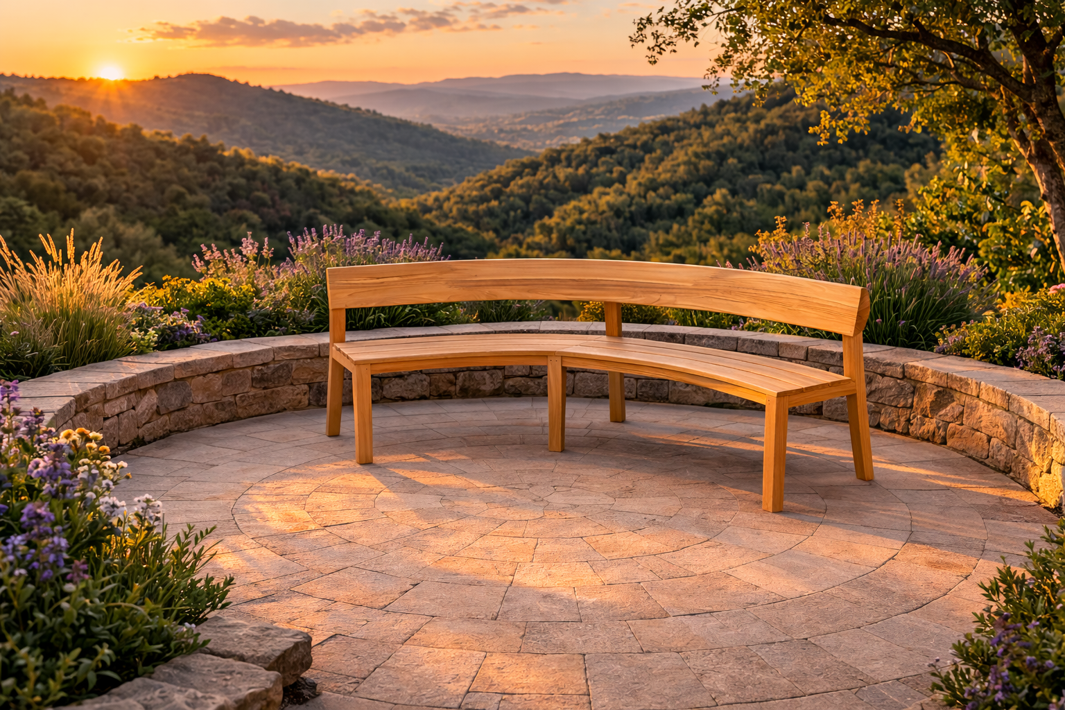 Veluta Curved Teak Bench | FSC® Certified