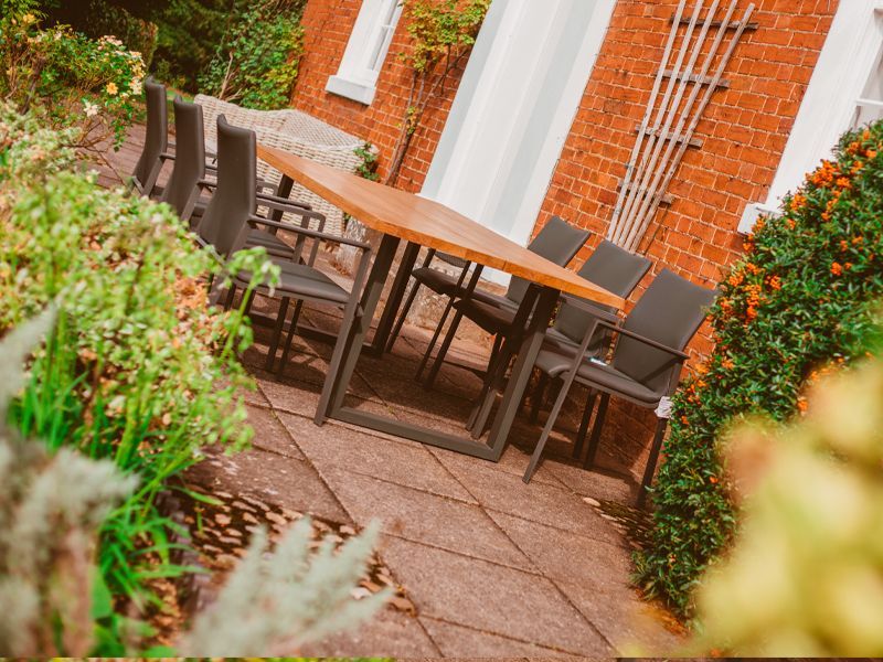 Edge Sense 6 Chair Dining Set | FSC® Certified -Garden Furniture Centre-HighRange,Metal,Tables,Dining Set,Outdoor Furniture,Teak Garden Furniture,Metal Furniture,FSC®,Outdoor Dining-{collection_title}