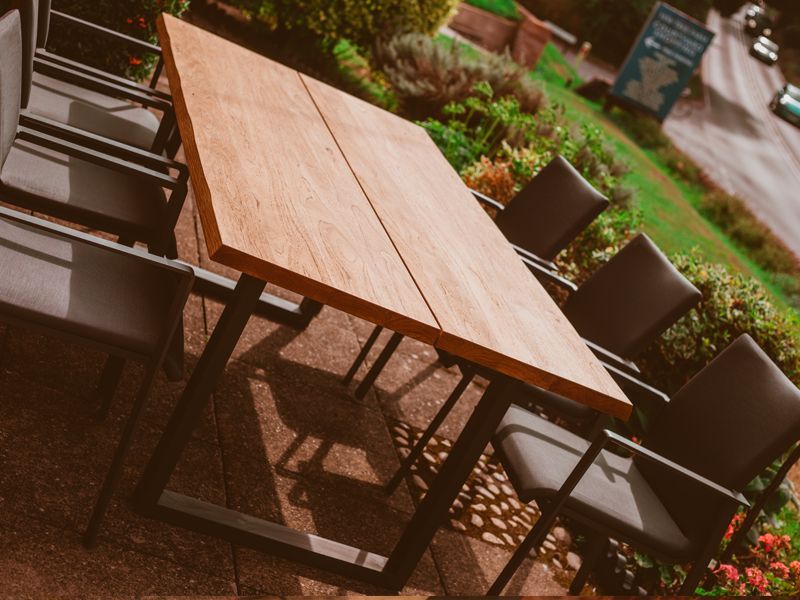 Edge Sense 6 Chair Dining Set | FSC® Certified -Garden Furniture Centre-HighRange,Metal,Tables,Dining Set,Outdoor Furniture,Teak Garden Furniture,Metal Furniture,FSC®,Outdoor Dining-{collection_title}