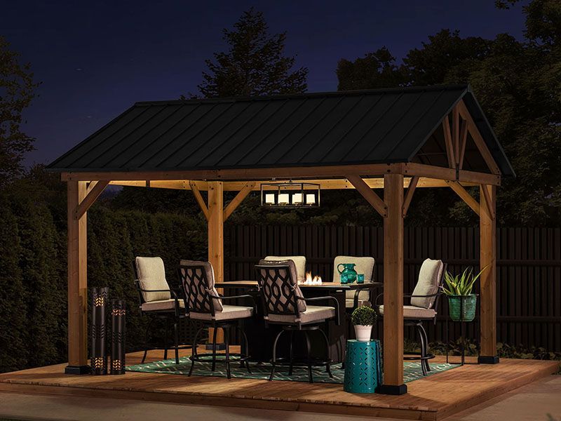 Cedar Hard Top Gazebo | 3.35M X 4M-Garden Furniture Centre-HighRange,Free Standing,Gazebos,Wooden Gazebos Gazebos,Wooden Gazebos-{collection_title}