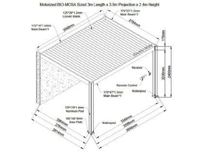 Eclipse 3.6 X 3m LED Motorised Pergola | Wall Mounted