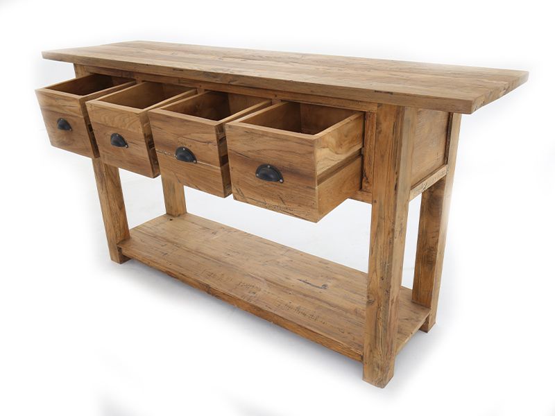 Rustic Teak Console Table 