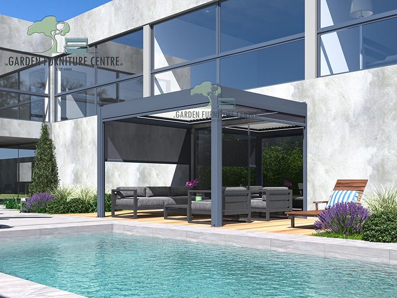 Eclipse 3 X 3m LED Motorised Pergola | Wall Mounted-Garden Furniture Centre-Free Install,HighRange,Free Standing,Gazebos,Metal Gazebos,Eclipse Louvered Roof Gazebo Range,Eclipse Range Ranges,Eclipse Range,Wall Mounted Gazebos-{collection_title}