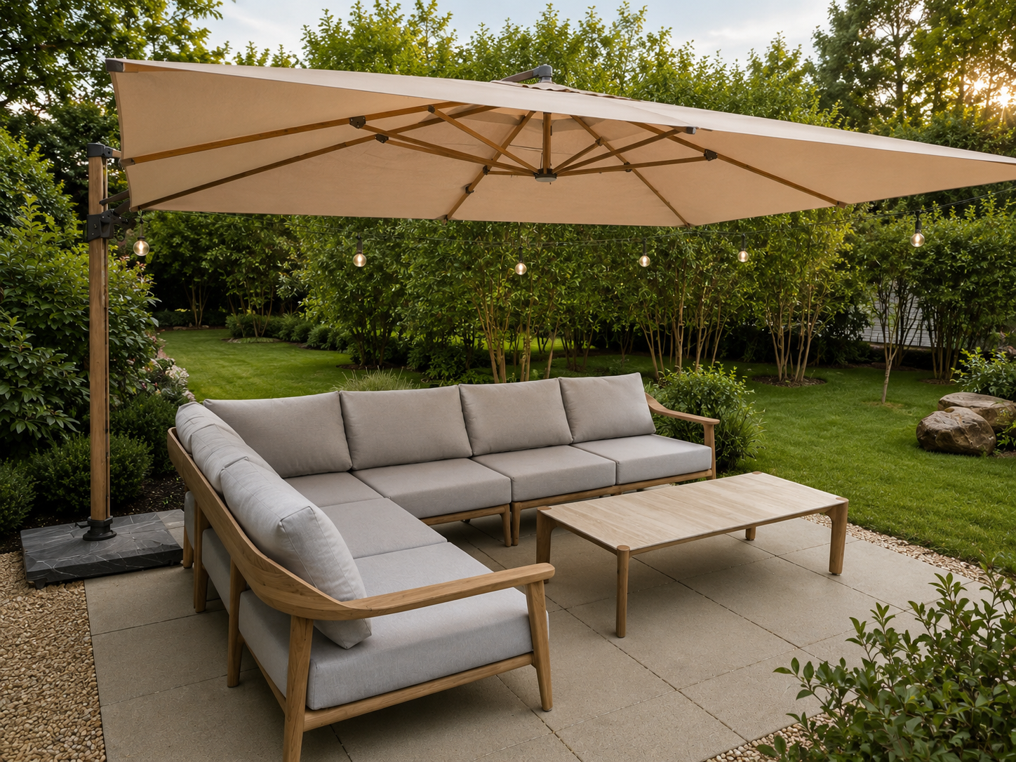 Pisa Cantilever 3m x 4m Parasol with LED Lights