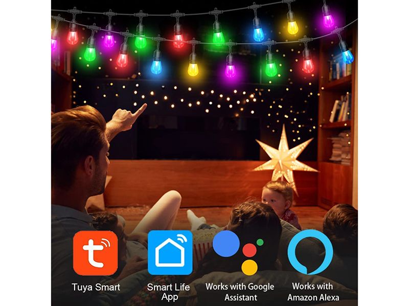 Multicoloured Solar LED Festoon String Lights