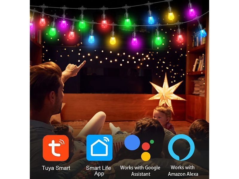 Multicoloured Solar LED Festoon String Lights-Garden Furniture Centre-48Hour Dispatch,LowRange,Under 100,Accessories,LED Solar Lights,Solar Lights  Solar,Solar Lights-{collection_title}