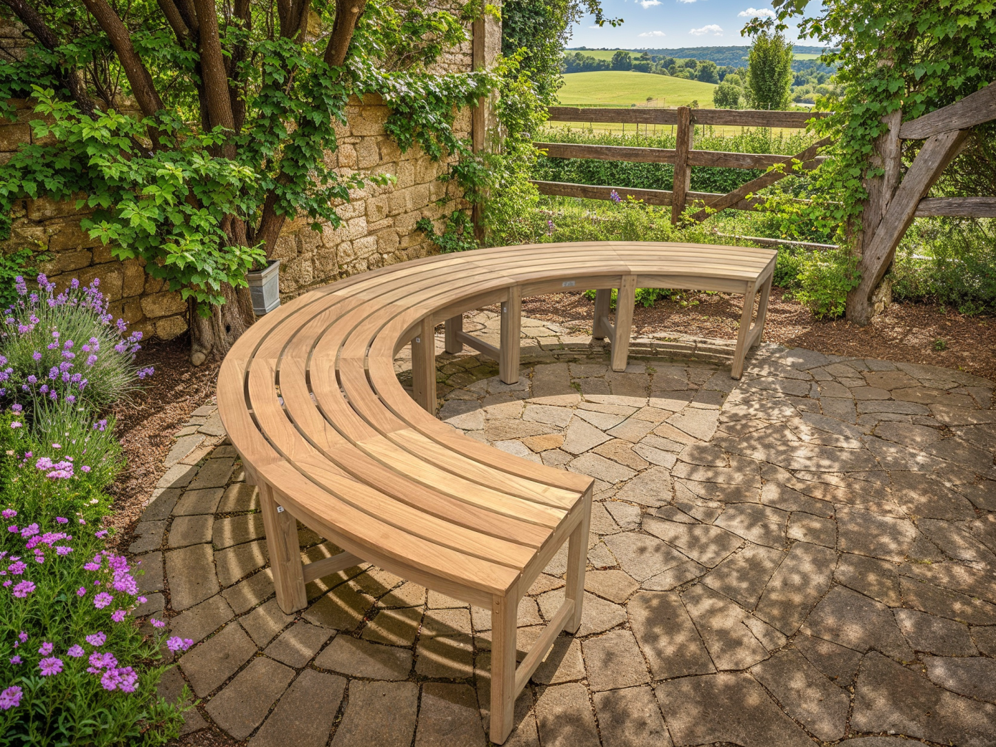 Curved Backless Bench | FSC® Certified-Garden Furniture Centre-MidRange,Backless,Showroom exdis,Benches,Outdoor Furniture,FSC®,Teak Benches Benches,Tree Benches,Curved Benches-{collection_title}