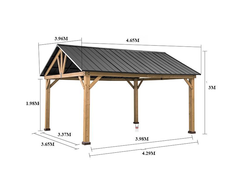 Cedar Hard Top Gazebo | 4M X 4.65M-Garden Furniture Centre-HighRange,Free Standing,Gazebos,Wooden Gazebos Gazebos,Wooden Gazebos-{collection_title}