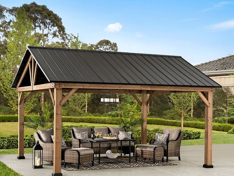 Cedar Hard Top Gazebo | 4M X 4.65M-Garden Furniture Centre-HighRange,Free Standing,Gazebos,Wooden Gazebos Gazebos,Wooden Gazebos-{collection_title}