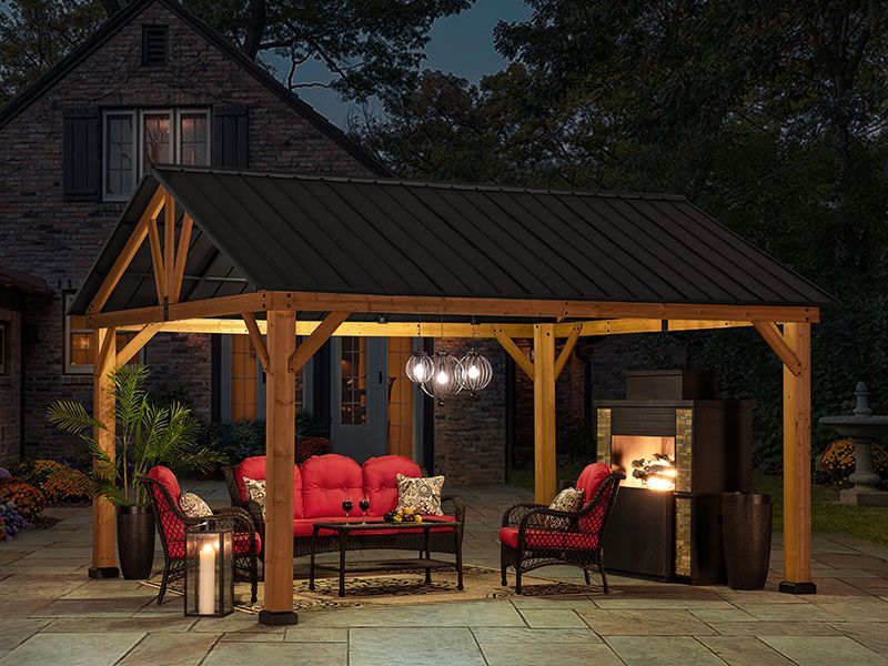 Cedar Hard Top Gazebo | 4M X 4.65M-Garden Furniture Centre-HighRange,Free Standing,Gazebos,Wooden Gazebos Gazebos,Wooden Gazebos-{collection_title}