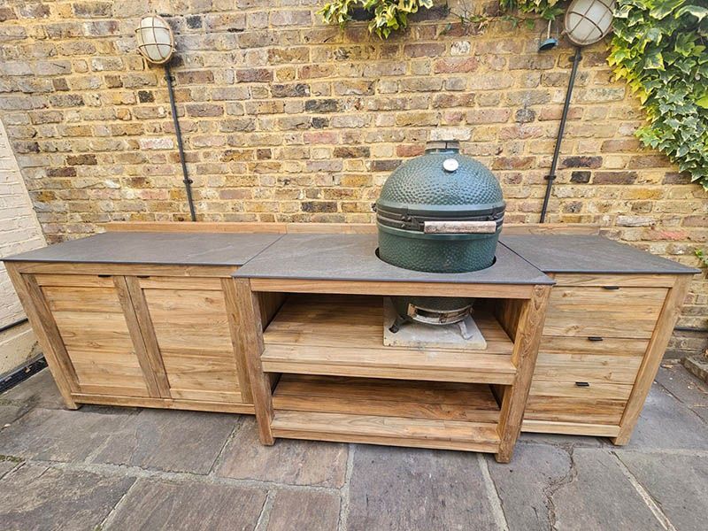 Bari Kitchen Big Green Egg Table Fixed Unit | Bari -Garden Furniture Centre-HighRange,Reclaimed Furniture,Bari,Modular Furniture,Outdoor Furniture,Teak Garden Furniture,Outdoor Kitchens,The Bari Outdoor Kitchen Range-{collection_title}
