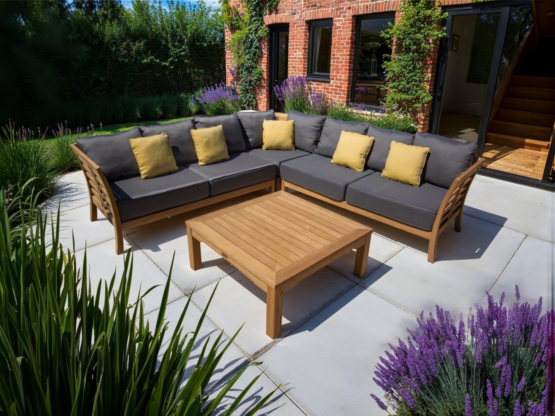 Paris Teak Corner Unit | FSC&reg; Certified-Garden Furniture Centre-HighRange,img,Corner Lounge Units,Outdoor Furniture,Teak Garden Furniture,FSC&reg;,Teak,Teak Sets,Teak Sofas,Showroom on Display-{collection_title}