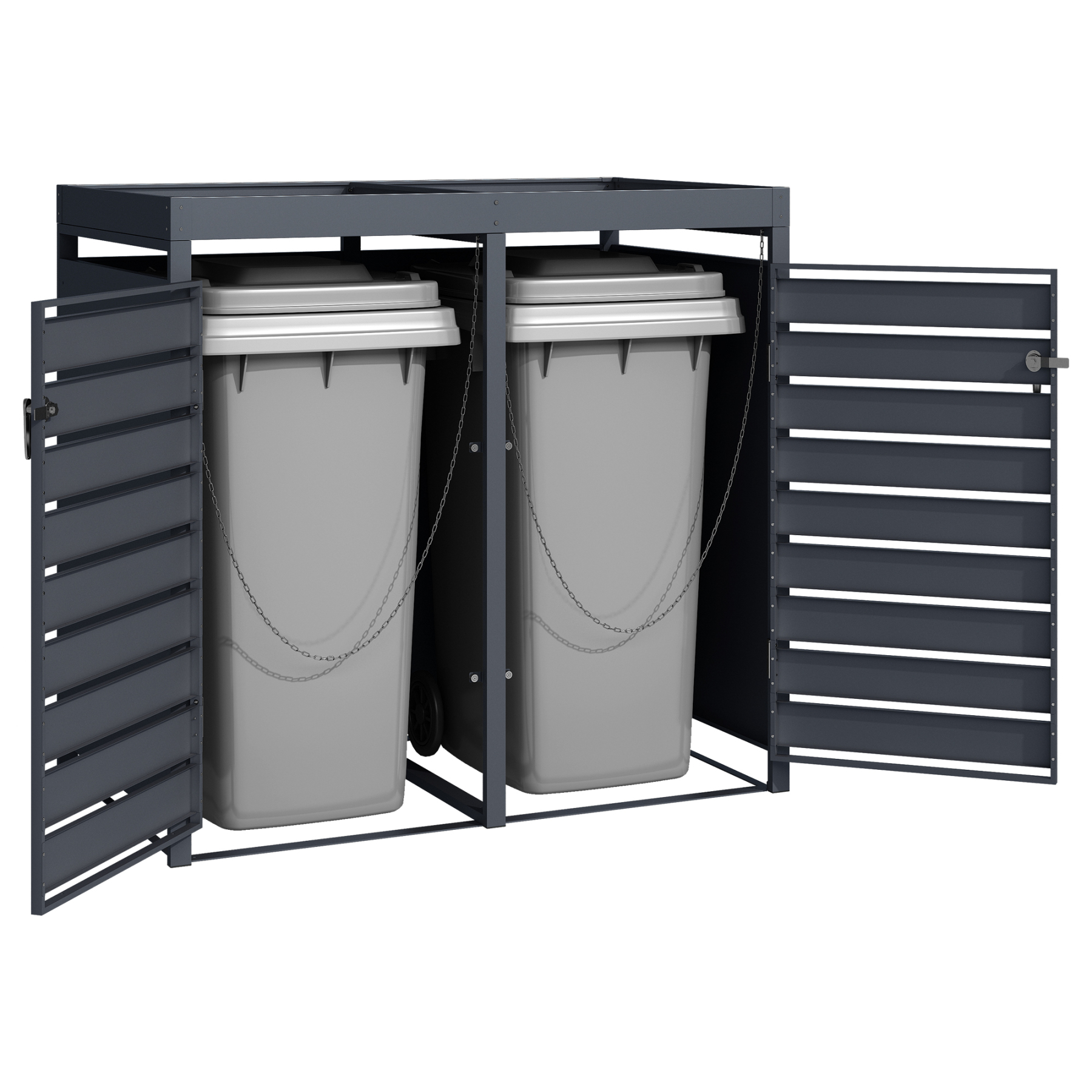 Galvanized Steel Wheelie Bin Cover Wood Effect With Planters | Double | January Sale