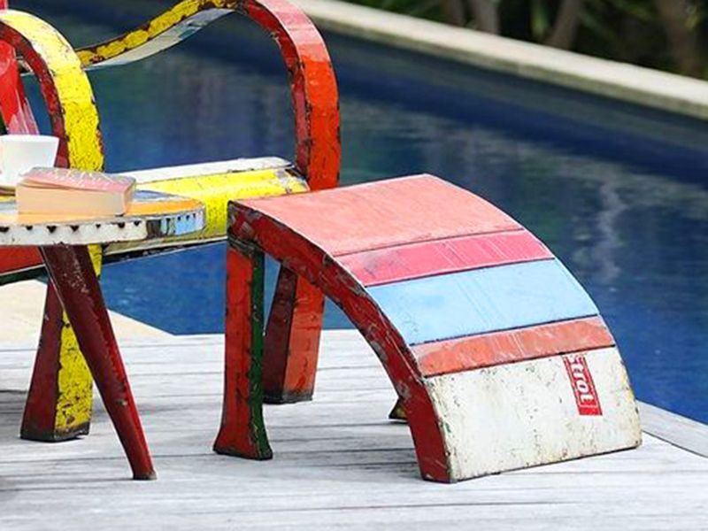Coloured Throne Footrest -Garden Furniture Centre-LowRange,Under 100,Outdoor Furniture,Metal Furniture,Upcycled Furniture,Ranges,Think Outside Range,Metal Garden Ornaments,Think Outside Range Ranges,Gifts,Ornaments Accessories,Accessories-{collection_title}