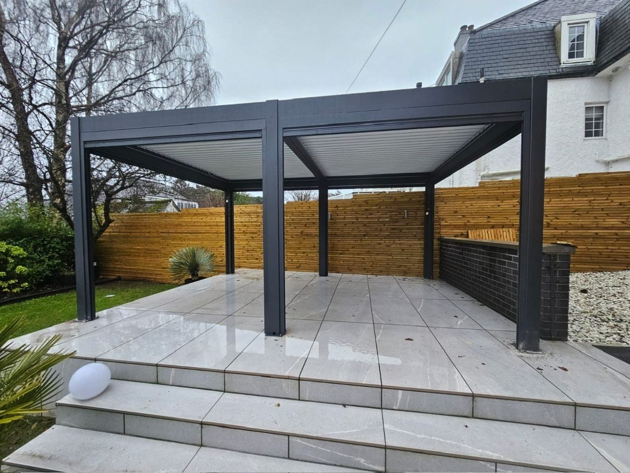 Eclipse 5 X 3.5m LED Motorised Pergola | Free Standing-Garden Furniture Centre-Free Install,HighRange,Free Standing,Gazebos,Metal Gazebos,Eclipse Louvered Roof Gazebo Range,Eclipse Range Ranges,Eclipse Range-{collection_title}