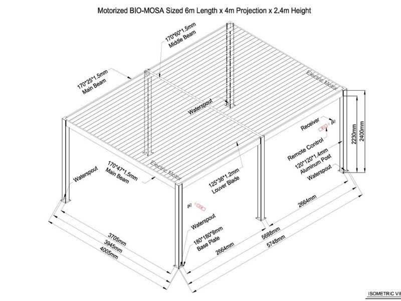 Eclipse 6 X 4m LED Motorised Pergola | Free Standing