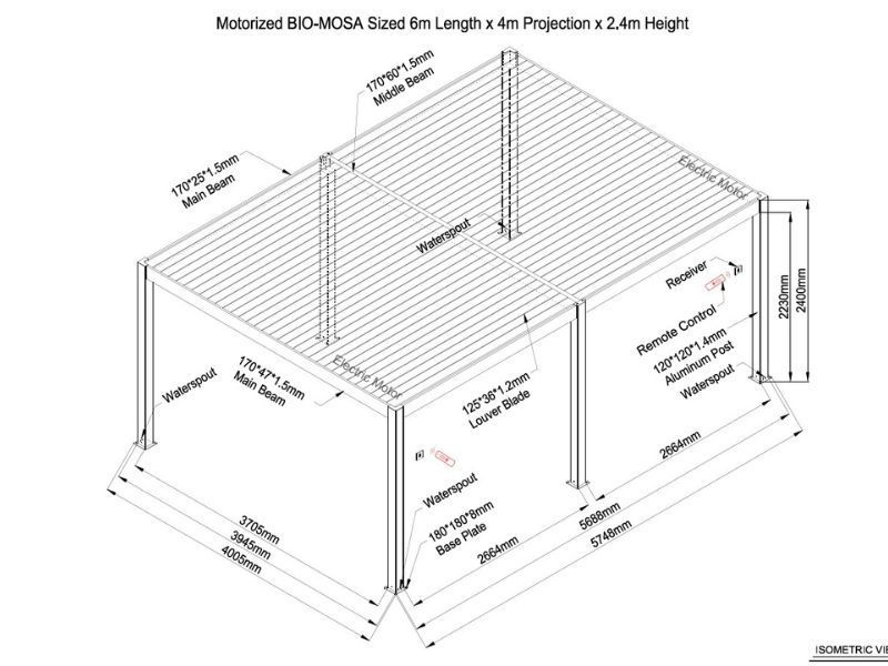 Eclipse 6 X 4m LED Motorised Pergola | Free Standing