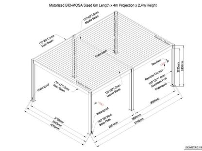 Eclipse 6 X 4m LED Motorised Pergola | Free Standing