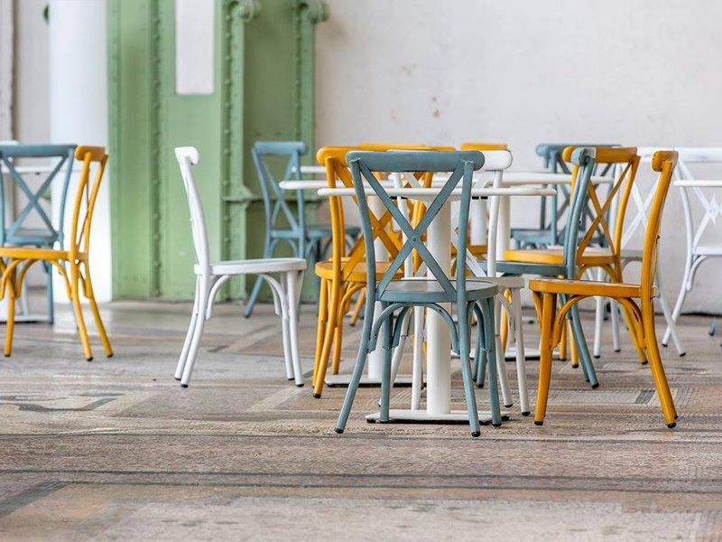 Retro Cross Back 4 Chair Set (Square)