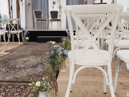 Retro Cross Back 4 Chair Set (Square)