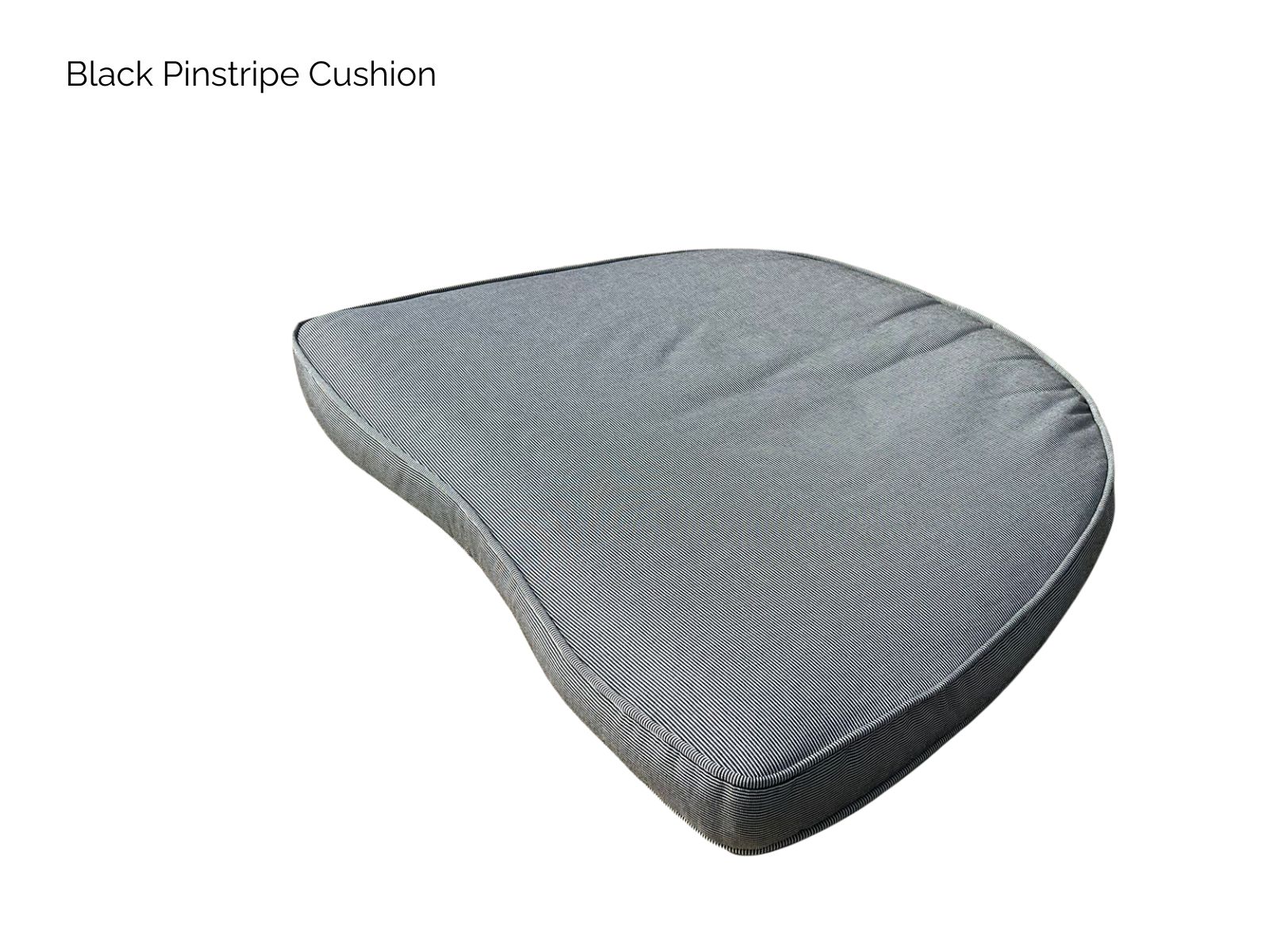 View Half Moon Chair Cushion Black Pinstripe | All Weather View Half Moon Chair Cushion Black Pinstripe | All Weather