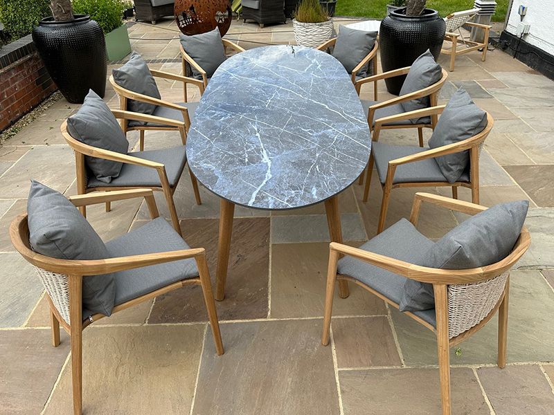 Stone Top 8 Chair Dining Set