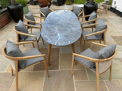 Stone Top 8 Chair Dining Set