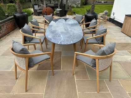 Stone Top 8 Chair Dining Set