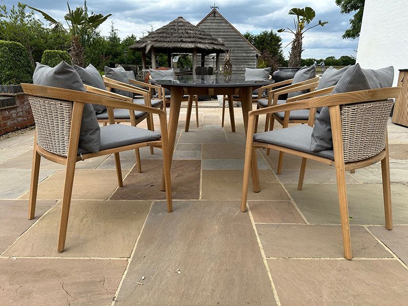 Stone Top 8 Chair Dining Set-Garden Furniture Centre-Indoor Dining,HighRange,Teak,Tables,Dining Set,Outdoor Furniture,Teak Garden Furniture,Outdoor Dining-{collection_title}