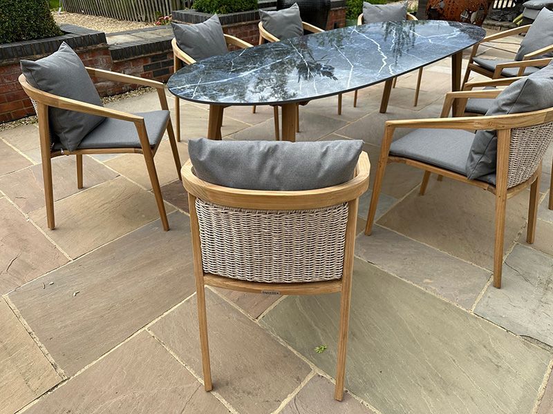 Stone Top Table | 3.2M-Garden Furniture Centre-Indoor Dining,HighRange,Teak,Dining Table,Tables,Outdoor Furniture,Outdoor Dining-{collection_title}