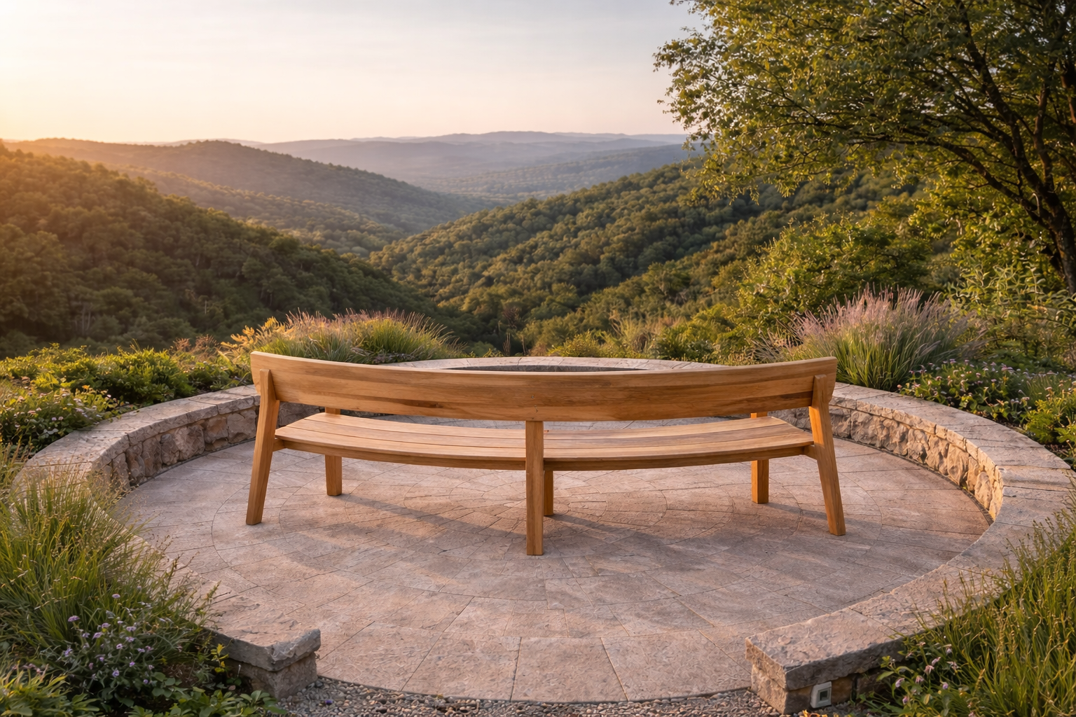 Veluta Curved Teak Bench | FSC® Certified