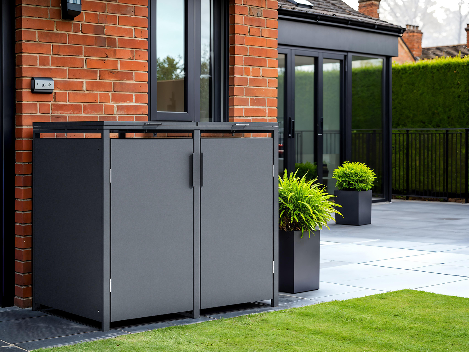 Anthracite Solid Panel Double Wheelie Bin Cover