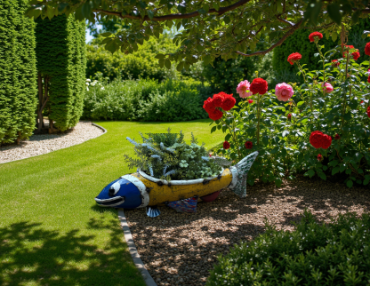 Travis The Trout Planter-Garden Furniture Centre-48Hour Dispatch,LowRange,Ornaments,Accessories,Ranges,Animal Garden Ornaments,Think Outside Range,Metal Garden Ornaments,Garden Planters,Think Outside Range Ranges,Ornaments Accessories-{collection_title}