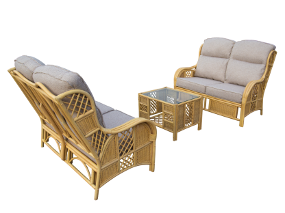 Alaska Dual 2-Seater Sofa SuiteAlaska Dual 2-Seater Sofa Suite  On display in our Warwickshire Showroom  The Alaska Dual 2-Seater Sofa Suite brings timeless rattan charm and everyday comfort to your conservatory or sunroom. Crafted from natural cane with 