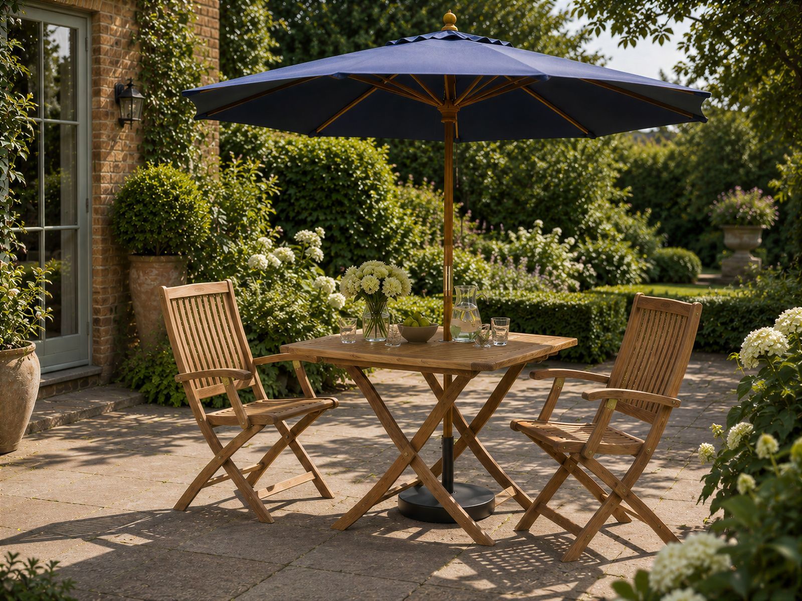 Amelia 2 Chair Folding Dining Set | Teak