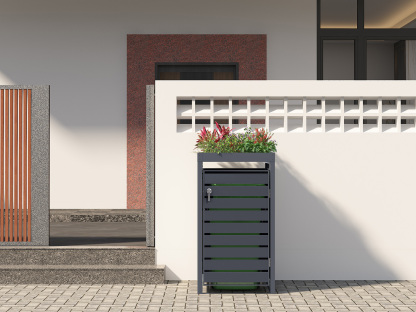 Anthracite Galvanised Steel Wheelie Bin Storage Trio
