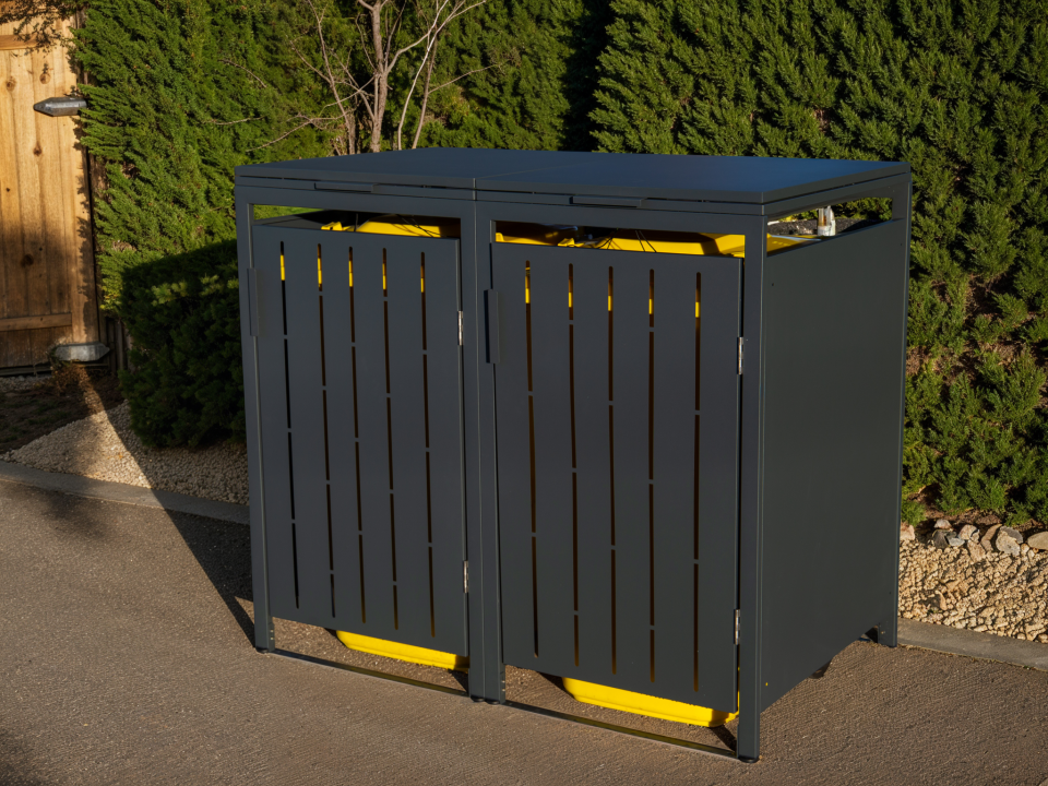 Anthracite Essential Galvanised Steel Wheelie Bin Cover | Double