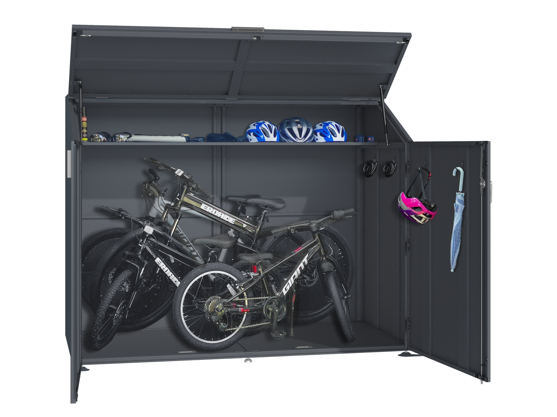 Anthracite Galvanised Steel Metal Bike Shed
