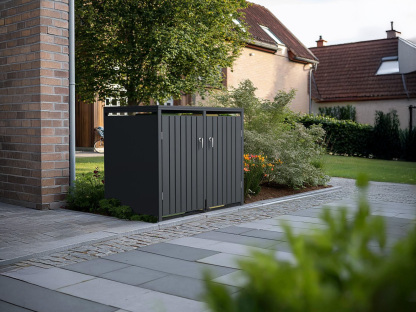 Anthracite Galvanized Steel Wheelie Bin Storage Pedal Opening | Double