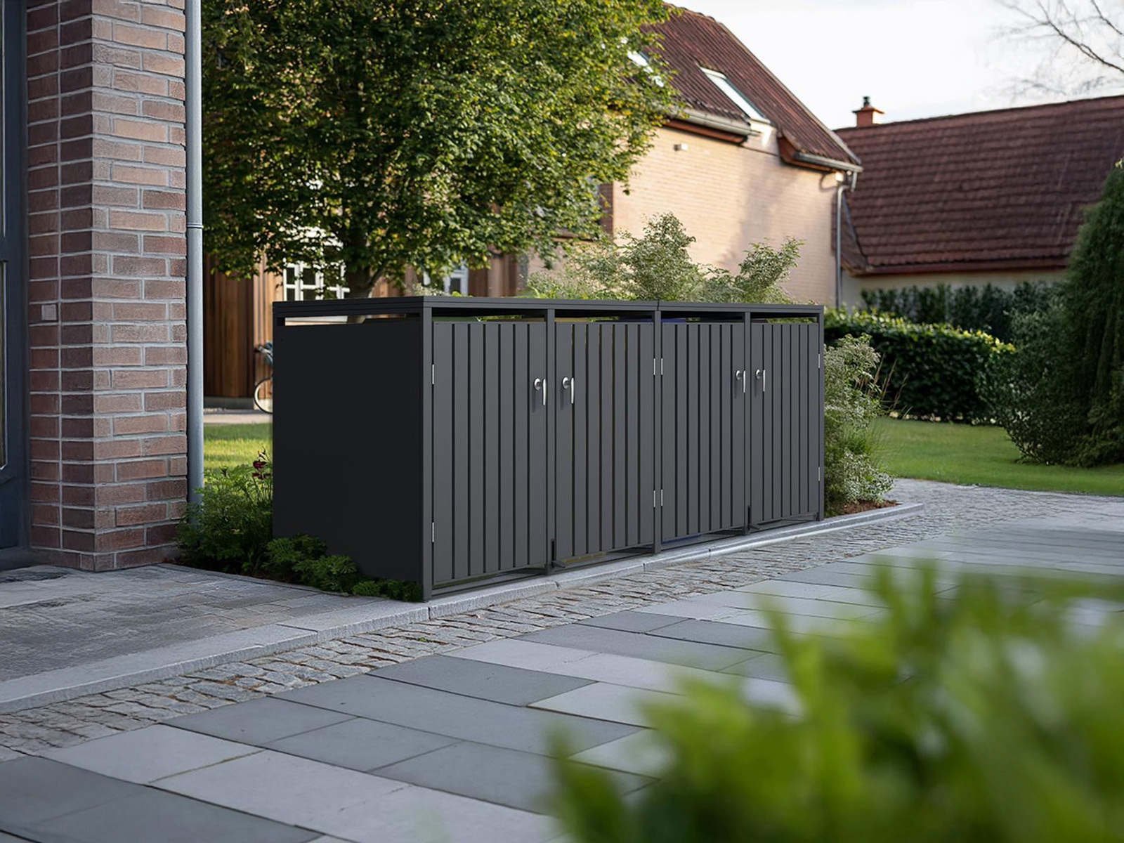 Anthracite Galvanized Steel Wheelie Bin Cover Pedal Opening | Quad | November Offers-Garden Furniture Centre-HighRange,Top Opening,Anthracite,Accessories,Wheelie Bin Covers,Storage Accessories,Wheelie Bin Storage,pedal,Quad,Sale,Monthly Offers-{collection_title}