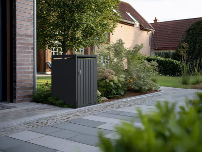 Anthracite Galvanized Steel Wheelie Bin Storage Pedal Opening | Single