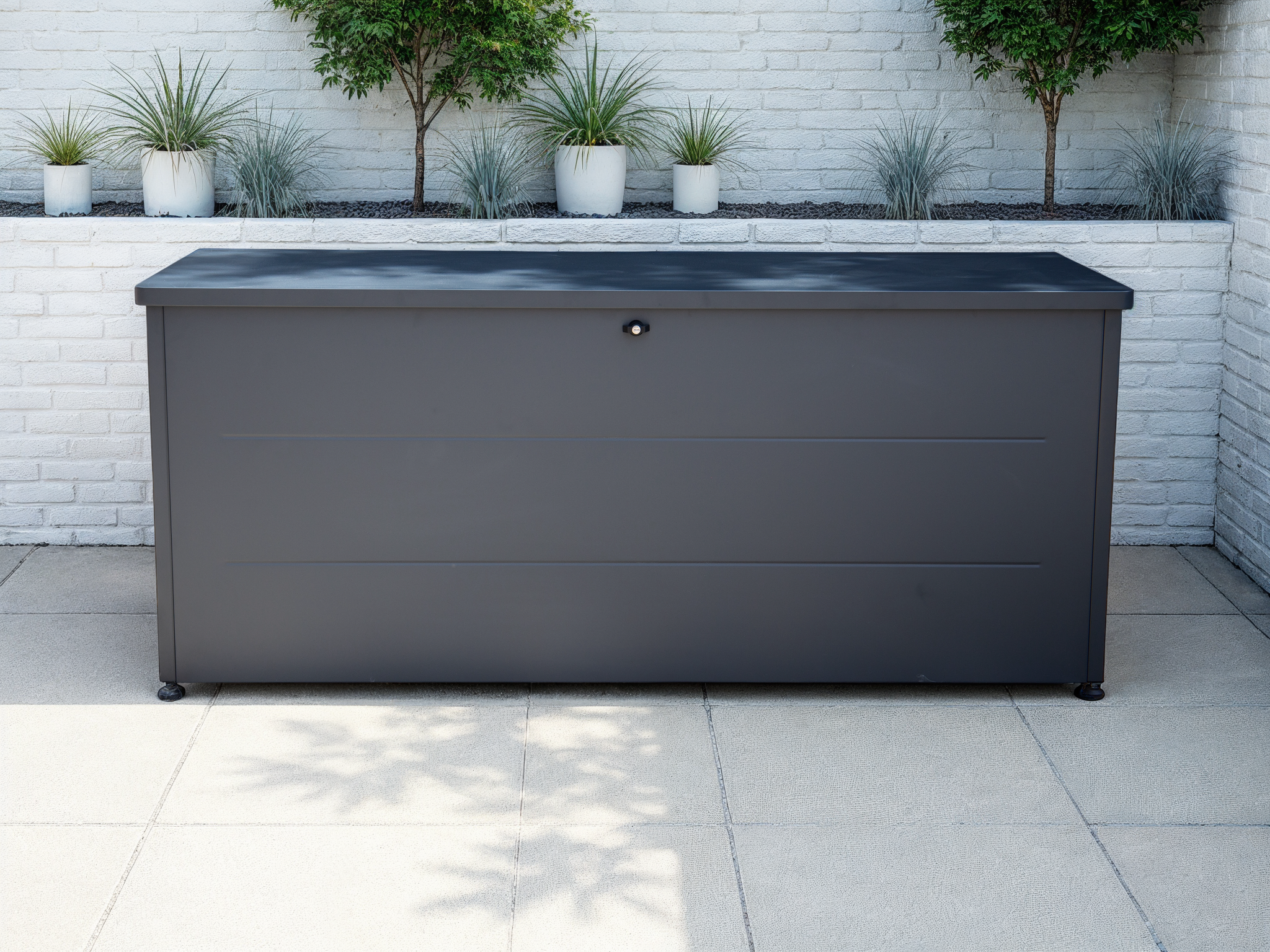 Anthracite Cushion Storage Box | Galvanised Steel with Lockable Lid